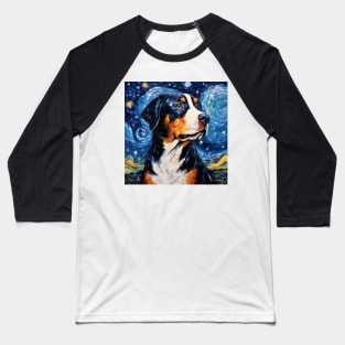 Swiss Mountain Dog Starry Night Baseball T-Shirt